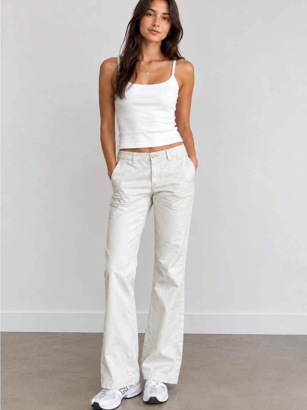 Gap Aubrey Medium Curve Stretch Trouser Pants Light Gray 10 Long